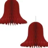Bellatio Decorations Kersthanger>2X Bordeaux Rode Decoratie Klokken/Kerstklokken Lampionnen 30 Cm - Feestversiering/Kerstversiering