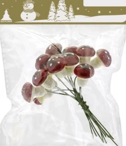 Merkloos Kerststukjes>3X Bosjes Met Paddenstoelen Instekers/Stekers 2 Cm - Herfststukje/Kerststukje Maken - Onderdelen - Paddenstoeltjes