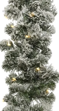 Merkloos Guirlandes>3X Groene Dennenslingers Met Sneeuw En Verlichting 270 X 25 Cm - Kerstslingers / Dennen Slingers / Takken