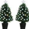 Merkloos 2X Groene Glasvezel Kunstkerstbomen 90 Cm Met Knipperende Led Lampjes - Kleine Kerstbomen Clearance