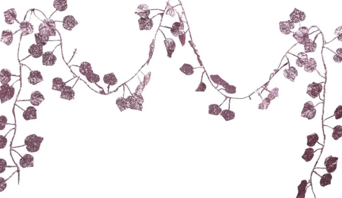 Othmara decorations Guirlandes>1X Kerstboom Glitter Guirlandes/Slingers Met Bladeren Lichtroze 200 Cm - Kerstslingers/Kerst Guirlandes