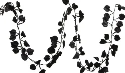 Othmara decorations Guirlandes>1X Kerstboom Glitter Guirlandes/Slingers Met Bladeren Zwart 200 Cm - Kerstslingers/Kerst Guirlandes