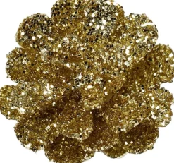 Merkloos Kerststukjes></noscript>4X Kerststukje Instekers Bosje Van 12 Gouden Dennenappels Op Draad - Kerststukje Onderdeken Stekers
