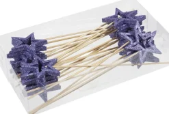 Othmar Decorations Kerststukjes>24X Kerststukje Onderdelen E Stekers Met Open Ster 6 Cm - Kerststukje Maken Onderdelen