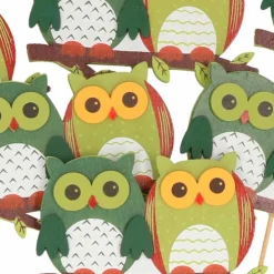 Othmara decorations Kerststukjes>6X Kerststukje Onderdelen Stekers Met Groene Uilen 8,5 Cm - Kerststukje Maken Onderdelen