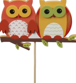 Merkloos Kerststukjes>12X Kerststukje Onderdelen Stekers Met Oranje Uilen 8,5 Cm - Kerststukje Maken - Prikkers/Instekers