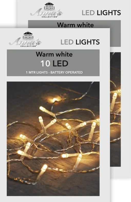 Merkloos 2X Kerstverlichting Op Batterijen Warm Wit 10 Lampjes 100 Cm/1 Meter - Warm Witte Mini Verlichting - Kerstlampjes/Kerstlichtjes Op Batterij Cheap