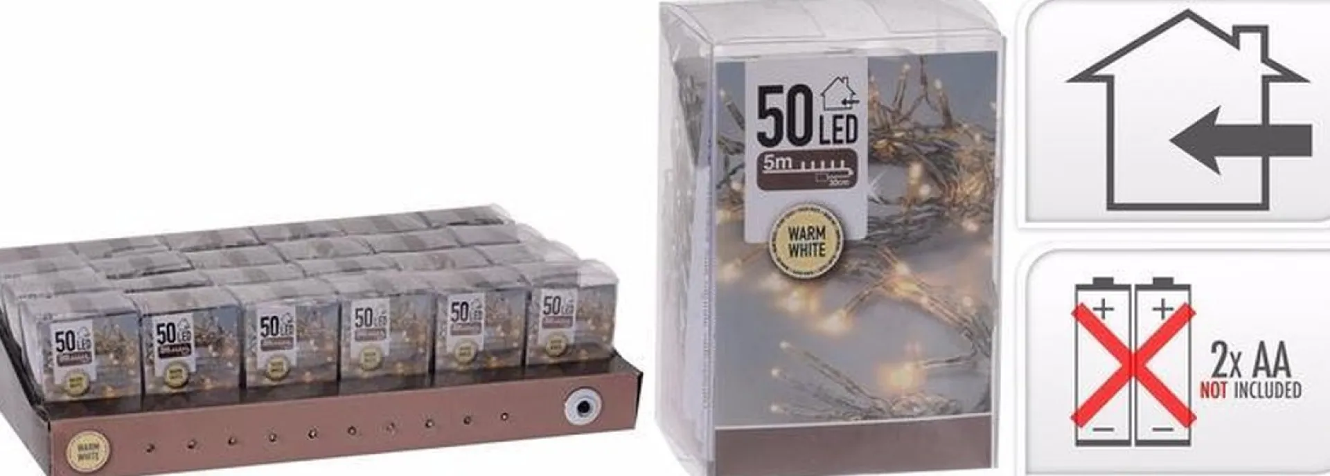 Merkloos 10X Kerstverlichting Op Batterij Warm Wit 50 Lampjes - Set Van 10 Stuks Flash Sale