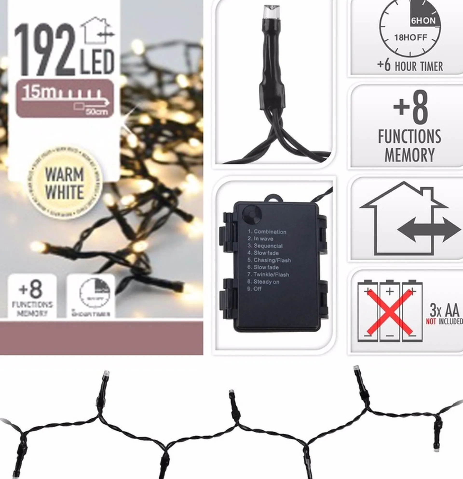 Merkloos 2X Kerstverlichting Op Batterij Warm Wit Buiten 192 Lampjes - Kerstlampjes Voor De Boom Cheap