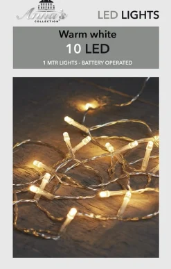 Merkloos 6X Kerstverlichting Op Batterijen Warm Wit 10 Lampjes 100 Cm/1 Meter - Warm Witte Mini Verlichting - Kerstlampjes/Kerstlichtjes Op Batterij New