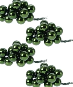 Decoris Kerststukjes>40X Mini Glazen Kerstballen Kerststekers/Instekertjes Donker 2 Cm - Donker E Kerststukjes Kerstversieringen Glas