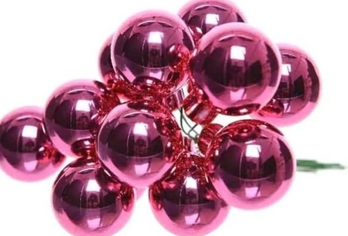 Decoris Kerststukjes>10X Mini Glazen Kerstballen Kerststekers/Instekertjes Fuchsia 2 Cm - Fuchsia Kerststukjes Kerstversieringen Glas