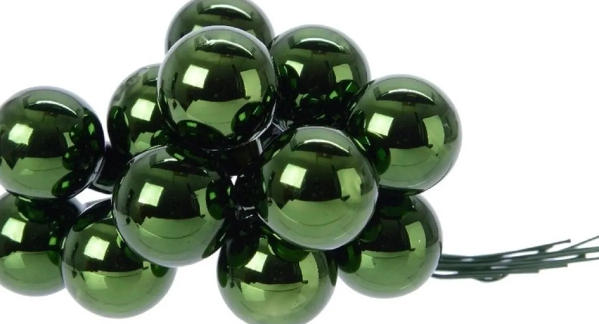 Decoris Kerststukjes>10X Mini Glazen Kerstballen Kerststekers/Instekertjes Donkergroen 2 Cm - Donkergroene Kerststukjes Kerstversieringen Glas