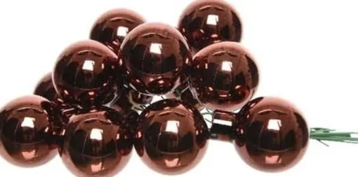 Decoris Kerststukjes>10X Mini Glazen Kerstballen Kerststekers/Instekertjes Mahonie 2 Cm - Mahonie E Kerststukjes Kerstversieringen Glas