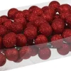 Othmara decorations Kerststukjes>80X Rode Glitter Mini Kerstballen Stekers Kunststof 3 Cm - Kerststukje Maken Onderdelen