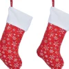 Merkloos Kerstsokken>2X Rode Kerstsokken Met Sneeuwvlokken Opdruk 42 Cm - Kerstversiering/Kerstdecoratie Kerstsokken