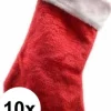 Decoris Kerstsokken>10X Rode Pluche Kerstsokken 40 Cm