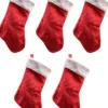 Decoris Kerstsokken>5X Rode Pluche Kerstsokken 40 Cm