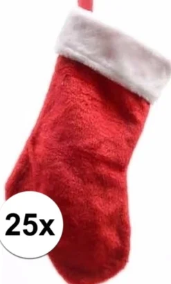 Decoris Kerstsokken>25X Rode Pluche Kerstsokken 40 Cm