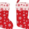 Merkloos Kerstsokken>2X Rood/Witte Kerstsokken Met Sneeuwvlokken Print 40 Cm - Kerstversiering/Kerstdecoratie Sokken