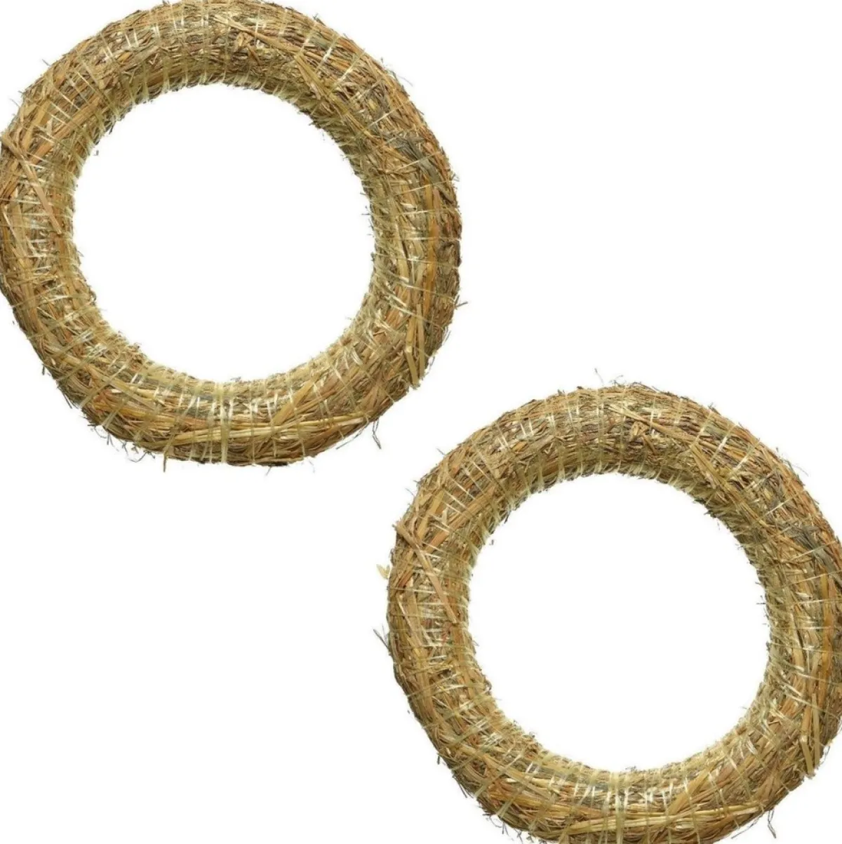 Merkloos Kerstkransen>2X Stro Kerstkrans Om Te Decoreren 20 Cm - Kerst Deurkransen - Strokransen
