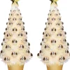 Merkloos 2X Stuks Complete Kunstkerstbomen Met Lichtjes En Ballen Goud - Kerstversiering - Kerstbomen - Kerstaccessoires - Kerstverlichting Goudkleurig Best