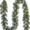 Black Box Guirlandes>2X Stuks Dennenslingers Groen Met 15 Led Lampjes En Sneeuw 20 X 180 Cm - Kerstslingers / Dennen Slingers