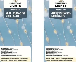 Lumineo 3X Stuks Draadverlichting Zilverdraad 40 Warm Witte Lampjes - 1195 Cm - Kerstverlichting Lichtsnoeren Op Batterijen Best