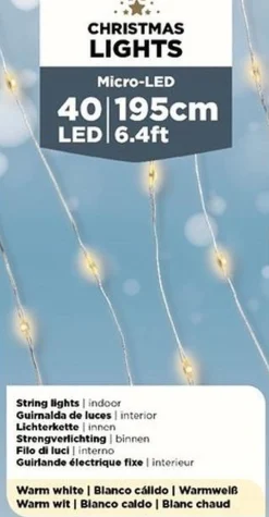 Lumineo 2X Stuks Draadverlichting Zilverdraad 40 Warm Witte Lampjes - 1195 Cm - Kerstverlichting Lichtsnoeren Op Batterijen Cheap