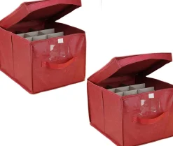 Bellatio Decorations 2X Stuks Kerstballen Opruimen/Opbergen Opbergbox Voor 24 Kerstballen 30 X 39 - Kerstballen Boxen/Dozen Sale