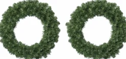 Decoris Kerstkransen>2X Stuks Kerstkransen/Dennenkransen Groen 35 Cm - Dennenkransen/Deurkransen Kerstversiering