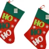 Merkloos Kerstsokken>2X Stuks Kerstsok Rood/Groen Ho Ho Ho 45 Cm Cm - Kerstversiering/Kerstdecoratie Kerstsokken