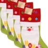 Merkloos Kerstsokken>4X Stuks Kerstsokken Met 3D Kerstman 50 Cm - Kerstversiering