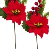 Gerim Kerststukjes>6X Stuks Kerststukje Stekertjes Met Hulst/Bessen/Dennentak/Kerstster Groen/Rood 26 Cm - Versieren Van Kerstkrans/Stukjes