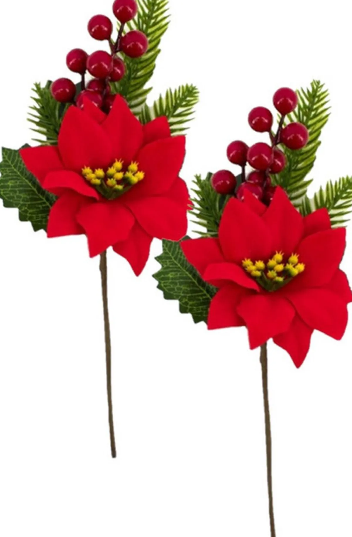 Gerim Kerststukjes>6X Stuks Kerststukje Stekertjes Met Hulst/Bessen/Dennentak/Kerstster Groen/Rood 26 Cm - Versieren Van Kerstkrans/Stukjes