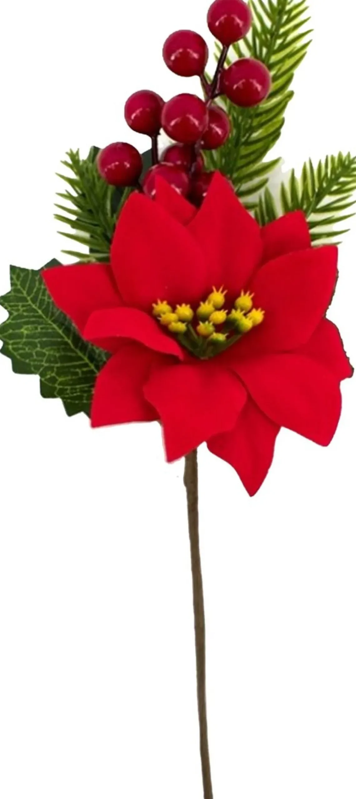 Gerim Kerststukjes>6X Stuks Kerststukje Stekertjes Met Hulst/Bessen/Dennentak/Kerstster Groen/Rood 26 Cm - Versieren Van Kerstkrans/Stukjes