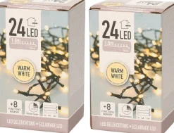 Anna's Collection 2X Stuks Kerstverlichting Met Timer 20 Warm Witte Lampjes Op Batterijen - Lichtsnoer Transparant Met 20 Leds New