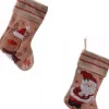 Merkloos Kerstsokken>2X Stuks Setje Katoenen/Jute Kerstsokken Van 25 X 45 Cm - Kerstman En Rendier - Kerstversieringen/Kerst Artikelen