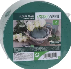 Pro Garden Kerststukjes>1X Stuks Steekschuim/Oase Nat Rond Groen D14 X H7 Cm