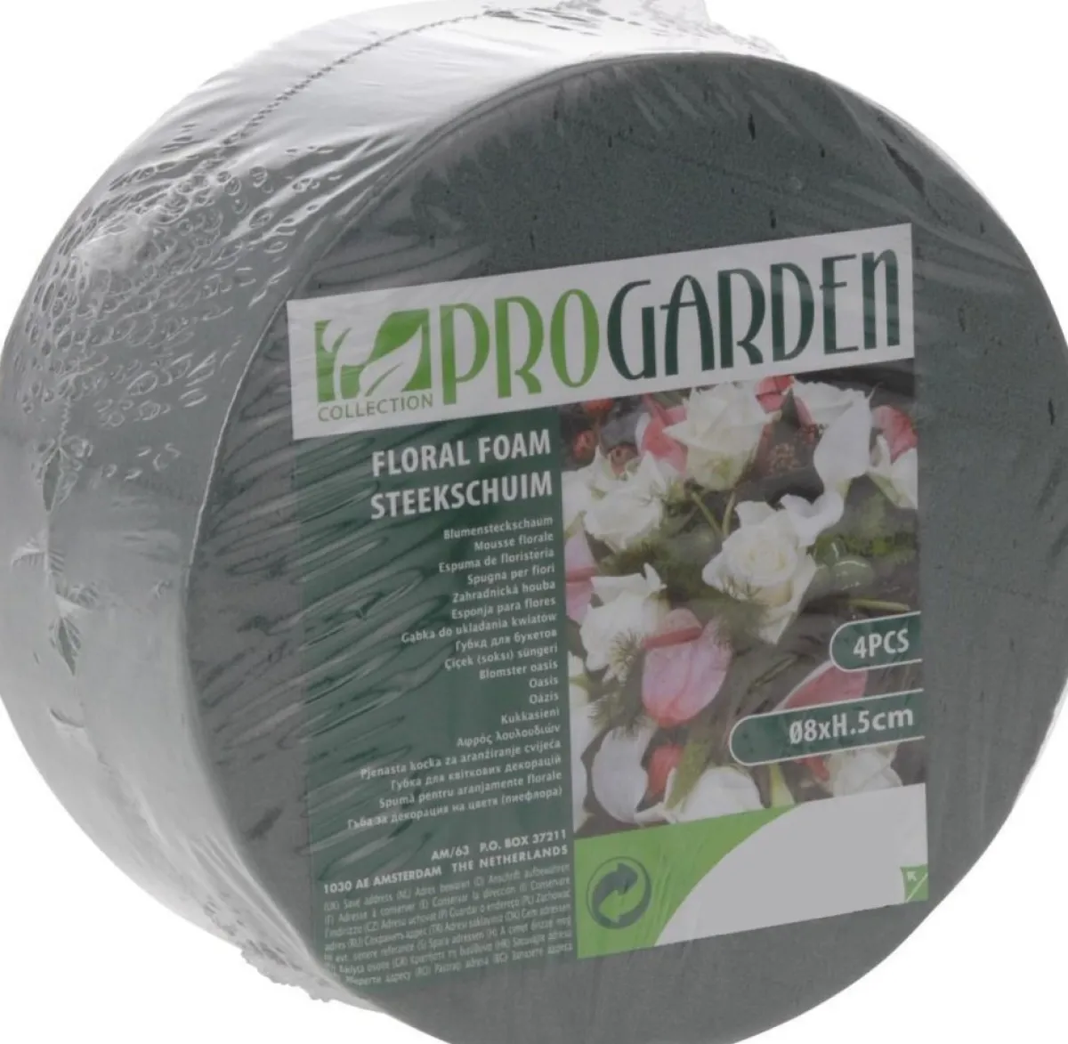 Pro Garden Kerststukjes>1X Stuks Steekschuim/Oase Nat Rond Groen D14 X H7 Cm