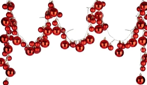 Arte r Guirlandes>2X Stuks Verlichte Kerst Guirlandes/Slingers Met 93 Led Kerstballen Rood - Kerstslingers/Kerst Guirlandes