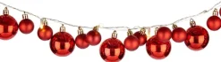 Arte r Guirlandes></noscript>2X Stuks Verlichte Kerst Guirlandes/Slingers Met 93 Led Kerstballen Rood - Kerstslingers/Kerst Guirlandes