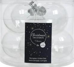 Decoris Kerstboomversieringen>16X Transparante Kerstversiering Kerstballen Glas - 7 Cm - Kerstbal
