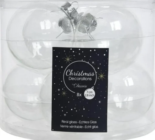 Decoris Kerstboomversieringen>16X Transparante Kerstversiering Kerstballen Glas - 7 Cm - Kerstbal