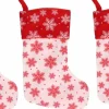 Merkloos Kerstsokken>3X Wit/Rode Kerstsokken Met Sneeuwvlokken Print 40 Cm - Kerstversiering/Kerstdecoratie Sokken