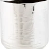 Cosy @ Home Kerststukjes>1X Zilveren Ronde Potjes Voor Kerststukjes Cerchio 13 Cm Keramiek - Kerststukjes Onderdelen Pot Metallic Zilver - Woonaccessoires