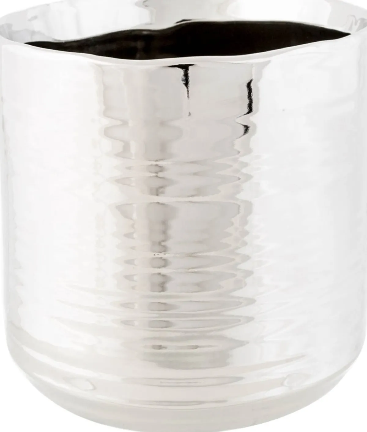 Cosy @ Home Kerststukjes>1X Zilveren Ronde Potjes Voor Kerststukjes Cerchio 13 Cm Keramiek - Kerststukjes Onderdelen Pot Metallic Zilver - Woonaccessoires