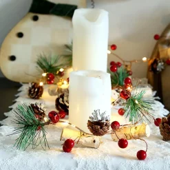 Merkloos Xtraworks - Naturaal Led Lichtsnoer Met Dennenappels, Rode Bessen En Houten Elementen - Decoratie Voor Binnen En Buiten - 2 Meter 20 Lichten - Warm Licht Clearance