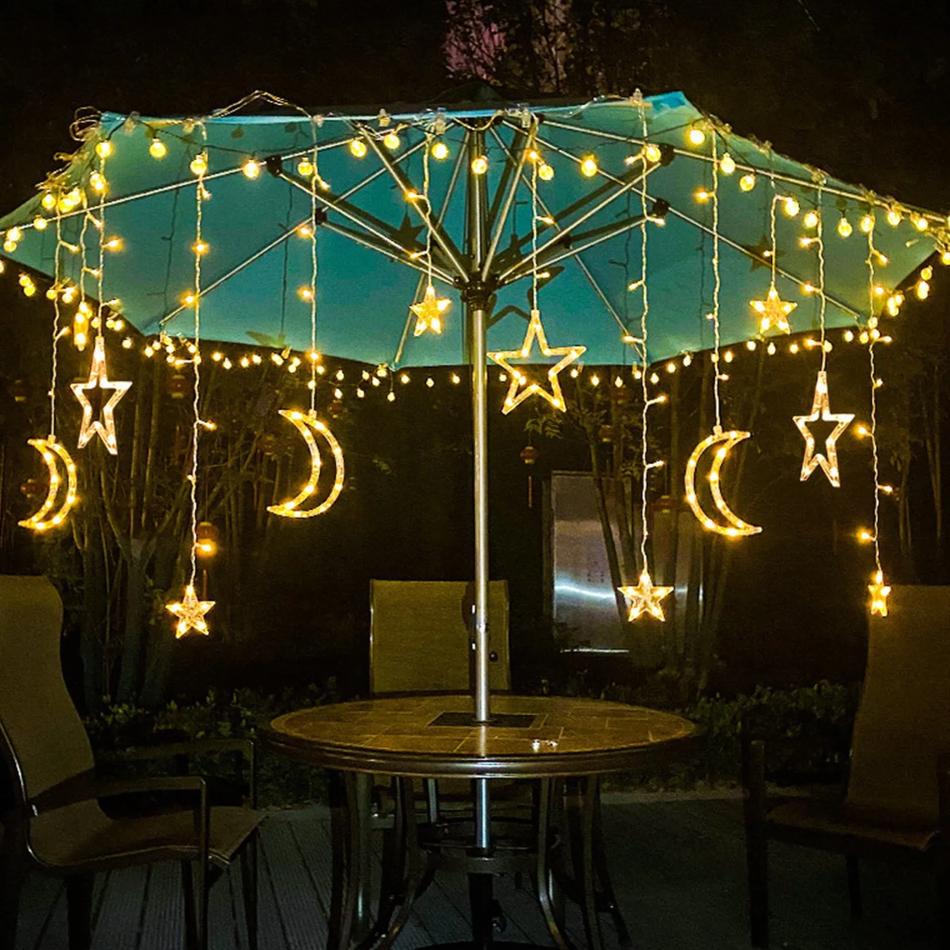 Merkloos Xtraworks Hemel - Lichtketting Met Maan En Versiering -Verlichting Voor Buiten & Binnen- Led Lichtgordijn Met 8 Verlichtingsmodi - Warm Licht Met 1.5M Snoer 220V Online