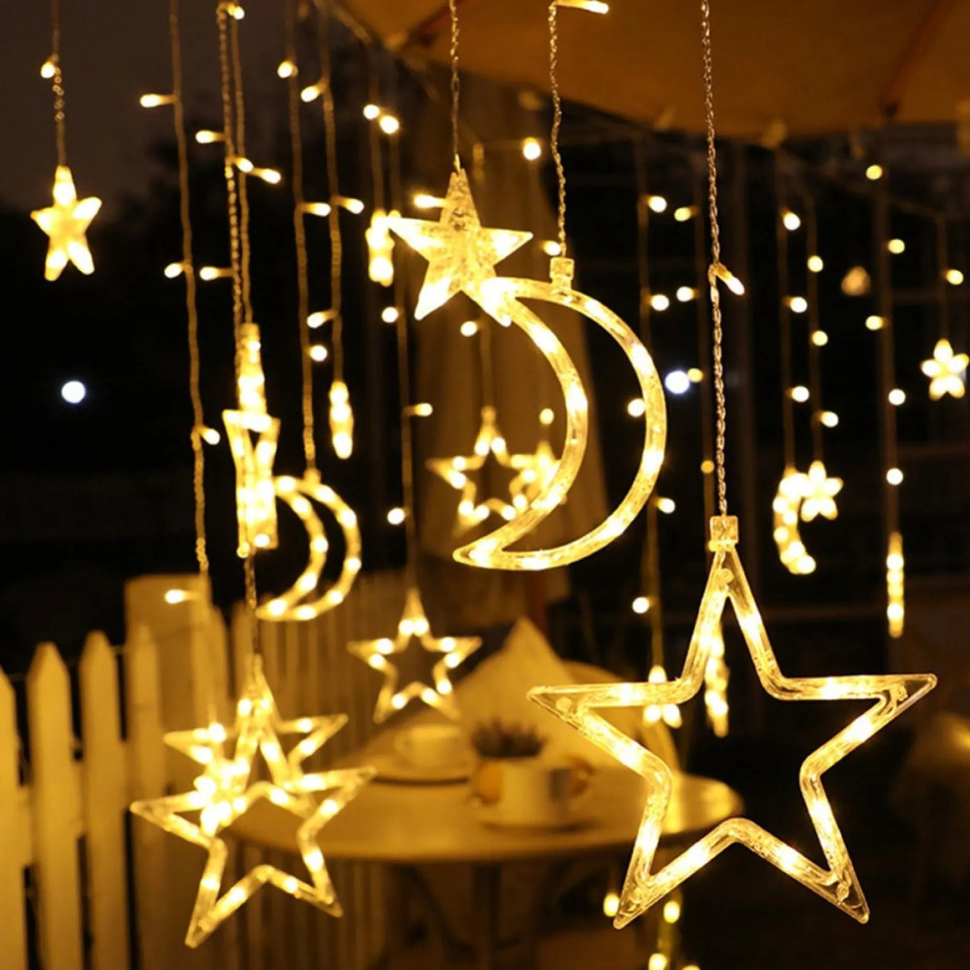 Merkloos Xtraworks Hemel - Lichtketting Met Maan En Versiering -Verlichting Voor Buiten & Binnen- Led Lichtgordijn Met 8 Verlichtingsmodi - Warm Licht Met 1.5M Snoer 220V Online